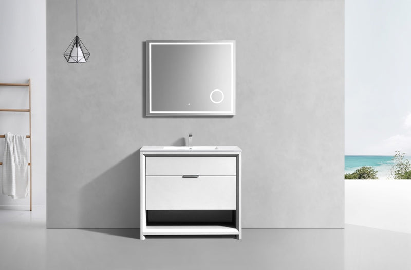 Kube Bath NUDO36-GW Nudo 36" Gloss White Free Standing Single Sink Bathroom Vanity with Reinforced Acrylic Composite Top - view 3