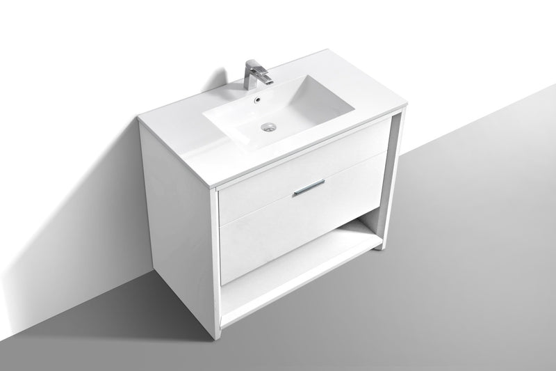 Kube Bath NUDO36-GW Nudo 36" Gloss White Free Standing Single Sink Bathroom Vanity with Reinforced Acrylic Composite Top - view 4