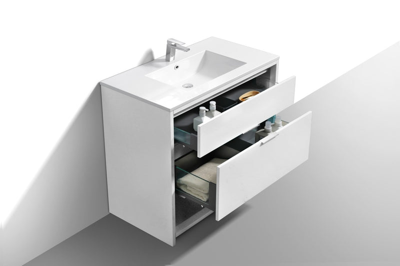 Kube Bath NUDO36-GW Nudo 36" Gloss White Free Standing Single Sink Bathroom Vanity with Reinforced Acrylic Composite Top - view 5
