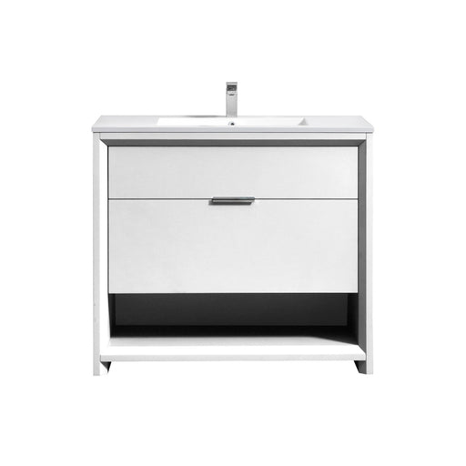Kube Bath NUDO36-GW Nudo 36" Gloss White Free Standing Single Sink Bathroom Vanity with Reinforced Acrylic Composite Top