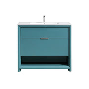 Kube Bath NUDO36-TG Nudo 36" Teal Green Free Standing Single Sink Bathroom Vanity with Reinforced Acrylic Composite Top