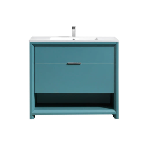 Kube Bath NUDO36-TG Nudo 36" Teal Green Free Standing Single Sink Bathroom Vanity with Reinforced Acrylic Composite Top