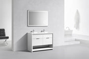 Kube Bath NUDO48D-GW Nudo 48" Gloss White Free Standing Double Sink Bathroom Vanity with Reinforced Acrylic Composite Top - view 3