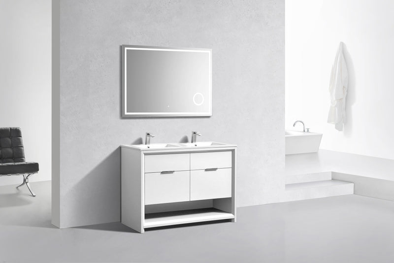 Kube Bath NUDO48D-GW Nudo 48" Gloss White Free Standing Double Sink Bathroom Vanity with Reinforced Acrylic Composite Top - view 3