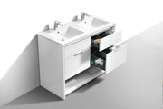 Kube Bath NUDO48D-GW Nudo 48" Gloss White Free Standing Double Sink Bathroom Vanity with Reinforced Acrylic Composite Top - view 4