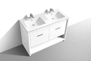 Kube Bath NUDO48D-GW Nudo 48" Gloss White Free Standing Double Sink Bathroom Vanity with Reinforced Acrylic Composite Top - view 5