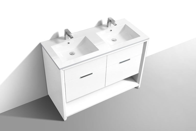 Kube Bath NUDO48D-GW Nudo 48" Gloss White Free Standing Double Sink Bathroom Vanity with Reinforced Acrylic Composite Top - view 5
