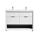 Kube Bath NUDO48D-GW Nudo 48" Gloss White Free Standing Double Sink Bathroom Vanity with Reinforced Acrylic Composite Top