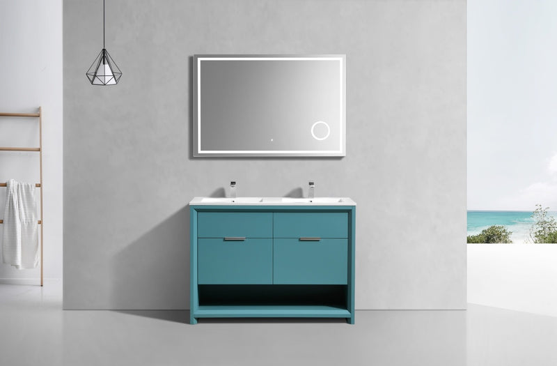 Kube Bath NUDO48D-TG Nudo 48" Teal Green Free Standing Double Sink Bathroom Vanity with Reinforced Acrylic Composite Top - view 2