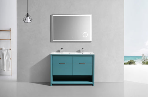 Kube Bath NUDO48D-TG Nudo 48" Teal Green Free Standing Double Sink Bathroom Vanity with Reinforced Acrylic Composite Top - view 2