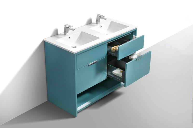 Kube Bath NUDO48D-TG Nudo 48" Teal Green Free Standing Double Sink Bathroom Vanity with Reinforced Acrylic Composite Top - view 5