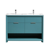 Kube Bath NUDO48D-TG Nudo 48" Teal Green Free Standing Double Sink Bathroom Vanity with Reinforced Acrylic Composite Top
