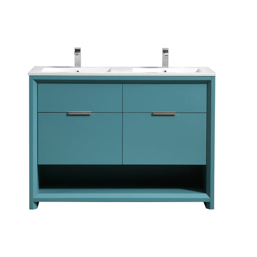 Kube Bath NUDO48D-TG Nudo 48" Teal Green Free Standing Double Sink Bathroom Vanity with Reinforced Acrylic Composite Top