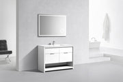 Kube Bath NUDO48S-GW Nudo 48" Gloss White Free Standing Single Sink Bathroom Vanity with Reinforced Acrylic Composite Top - view 3
