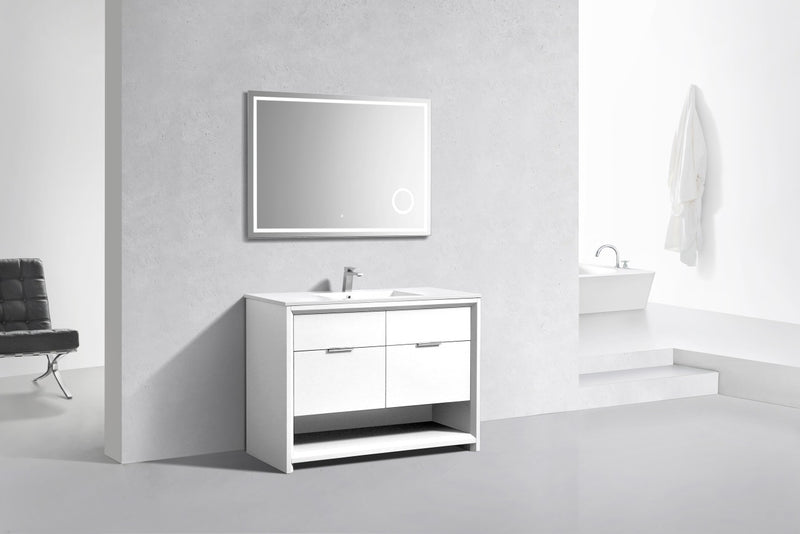 Kube Bath NUDO48S-GW Nudo 48" Gloss White Free Standing Single Sink Bathroom Vanity with Reinforced Acrylic Composite Top - view 3