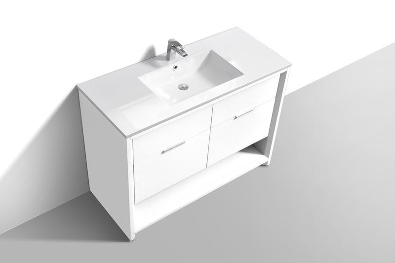 Kube Bath NUDO48S-GW Nudo 48" Gloss White Free Standing Single Sink Bathroom Vanity with Reinforced Acrylic Composite Top - view 4