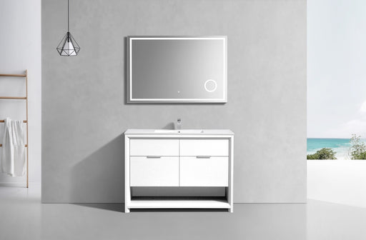 Kube Bath NUDO48S-GW Nudo 48" Gloss White Free Standing Single Sink Bathroom Vanity with Reinforced Acrylic Composite Top - view 2