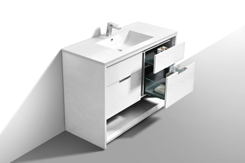 Kube Bath NUDO48S-GW Nudo 48" Gloss White Free Standing Single Sink Bathroom Vanity with Reinforced Acrylic Composite Top - view 5