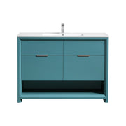 Kube Bath NUDO48S-TG Nudo 48" Teal Green Free Standing Single Sink Bathroom Vanity with Reinforced Acrylic Composite Top