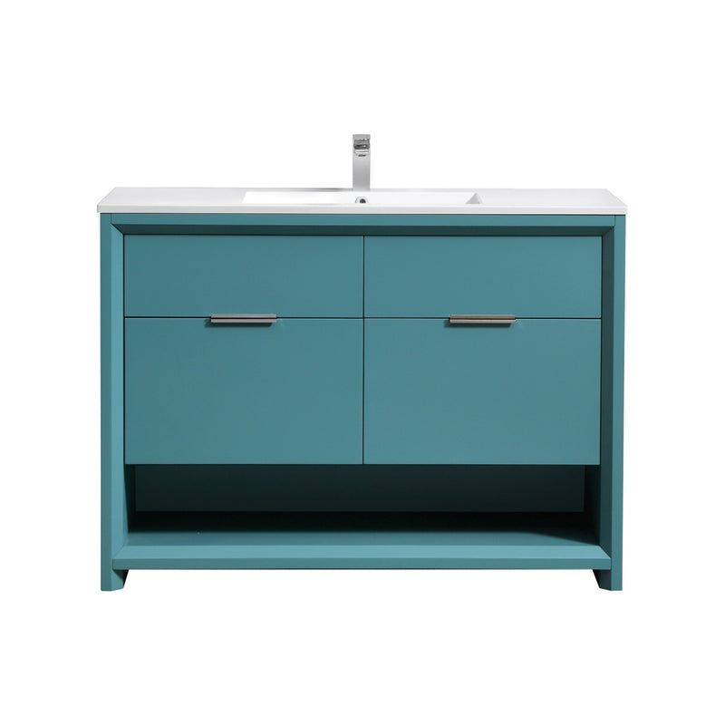 Kube Bath NUDO48S-TG Nudo 48" Teal Green Free Standing Single Sink Bathroom Vanity with Reinforced Acrylic Composite Top