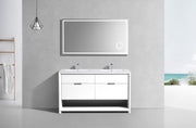 Kube Bath NUDO60D-GW Nudo 60" Gloss White Free Standing Double Sink Bathroom Vanity with Reinforced Acrylic Composite Top - view 3