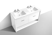 Kube Bath NUDO60D-GW Nudo 60" Gloss White Free Standing Double Sink Bathroom Vanity with Reinforced Acrylic Composite Top - view 4