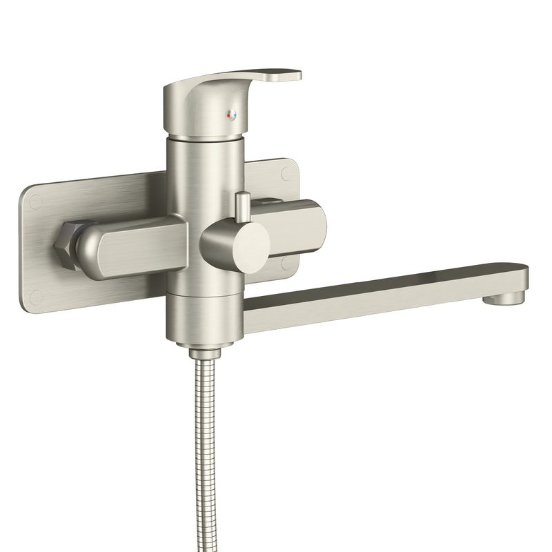 PULSE ShowerSpas 3030-WMTF-BN Niagara Highflow Wall Mounted Tub Filler with Pivoting Arm Spout and Handshower in Brushed Nickel - view 4