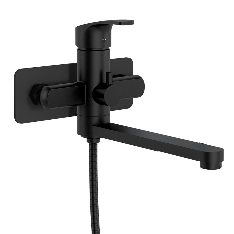 PULSE ShowerSpas 3030-WMTF-MB Niagara Highflow Wall Mounted Tub Filler with Pivoting Arm Spout and Handshower in Matte Black - view 2