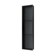 PULSE ShowerSpas NI-0836V-MB 8-in x 36-in Ultra-thin Frame Recessed 3-Section Stainless Steel Shower Niche in Matte Black