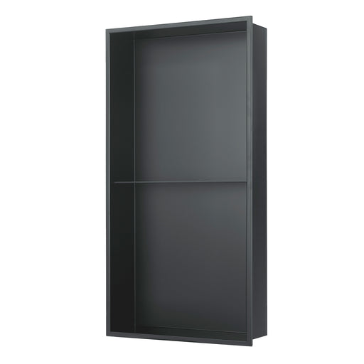 PULSE ShowerSpas NI-1224V-GMB 12-in x 24-in Ultra-thin Frame Recessed 2-Section Stainless Steel Shower Niche in Gun Metal Black