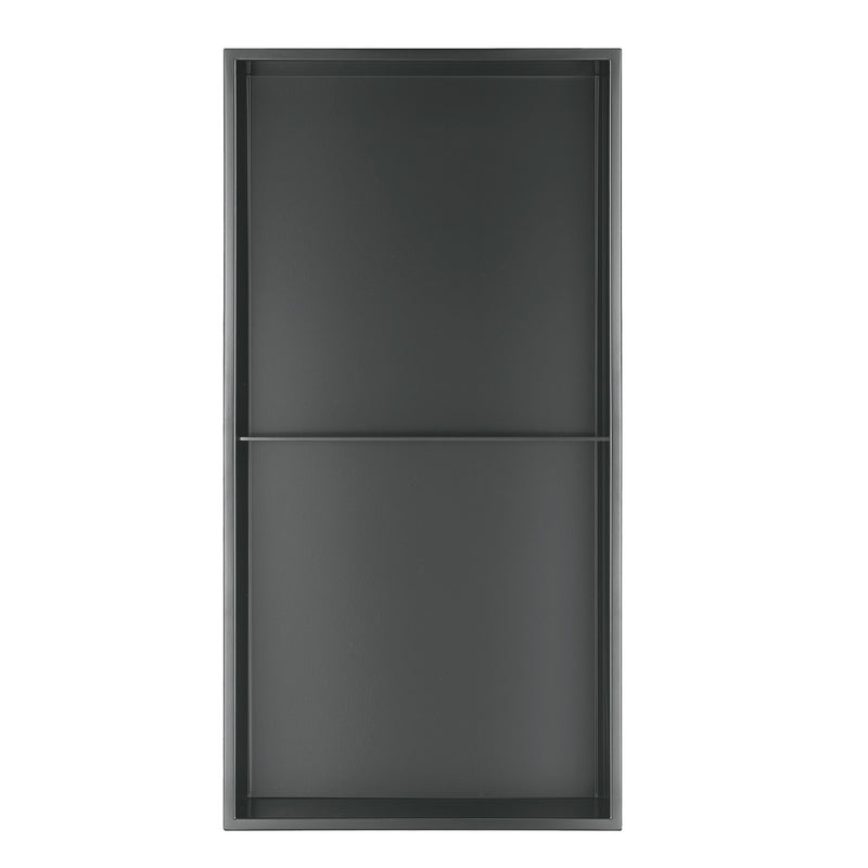 PULSE ShowerSpas NI-1224V-GMB 12-in x 24-in Ultra-thin Frame Recessed 2-Section Stainless Steel Shower Niche in Gun Metal Black - view 2