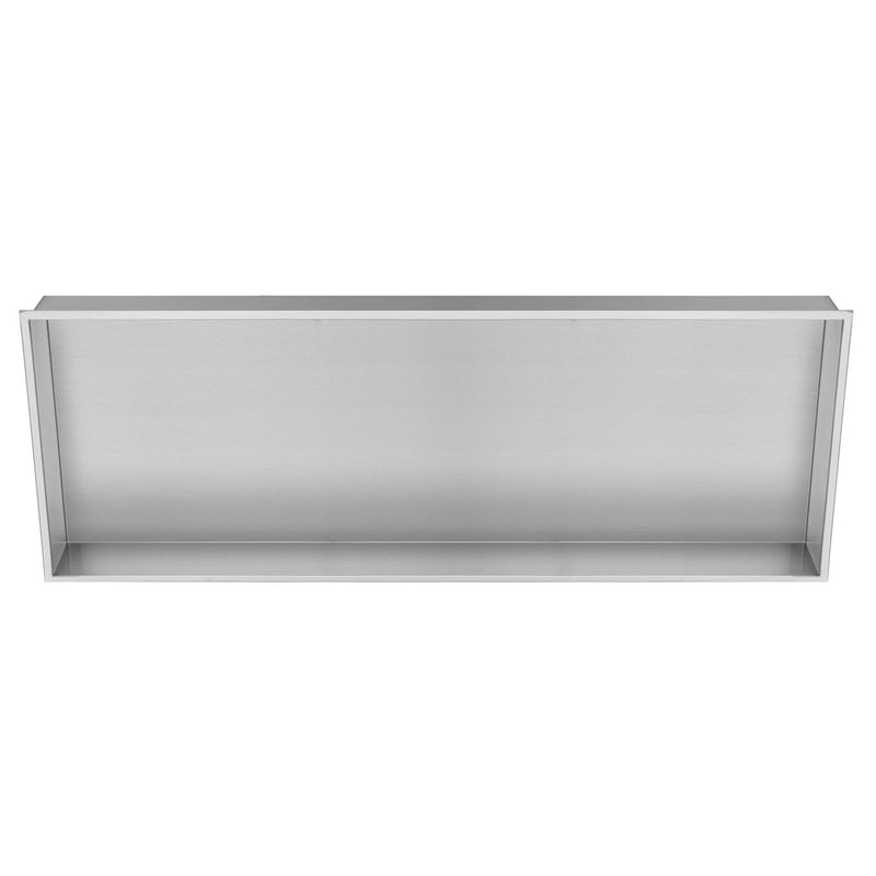 PULSE ShowerSpas NI-1236-SSB 12-in x 36-in Ultra-thin Frame Recessed Stainless Steel Shower Niche in Brushed Stainless Steel