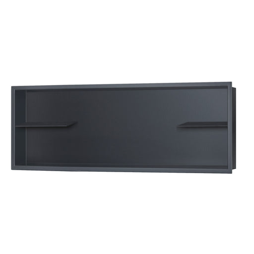 PULSE ShowerSpas NI-12362-GMB 12-in x 36-in Ultra-thin Frame Recessed Stainless Steel Shower Niche with 2-Accessory Shelves in Gun Metal Black
