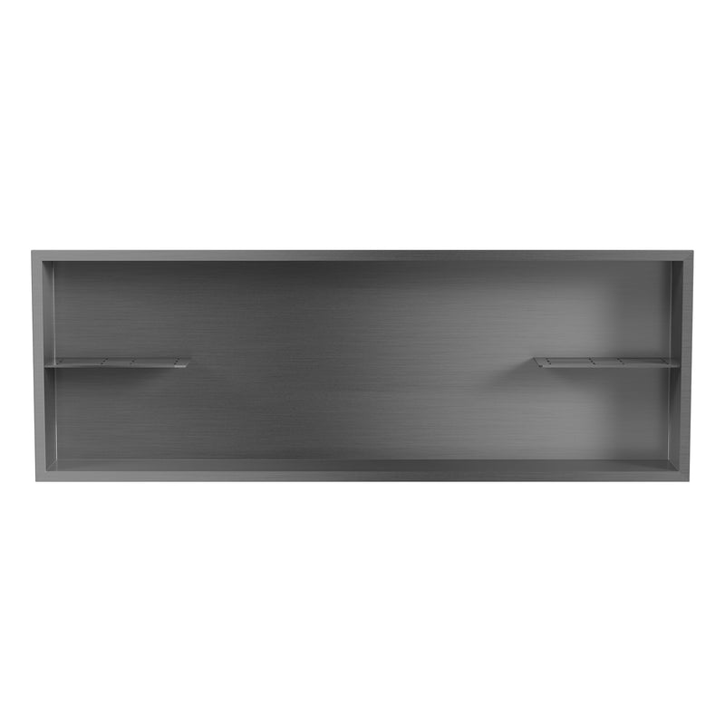 PULSE ShowerSpas NI-12362-GMB 12-in x 36-in Ultra-thin Frame Recessed Stainless Steel Shower Niche with 2-Accessory Shelves in Gun Metal Black - view 2
