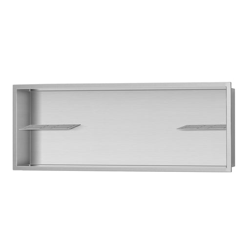 PULSE ShowerSpas NI-12362-SSB 12-in x 36-in Ultra-thin Frame Recessed Stainless Steel Shower Niche with 2-Accessory Shelves in Brushed Stainless Steel