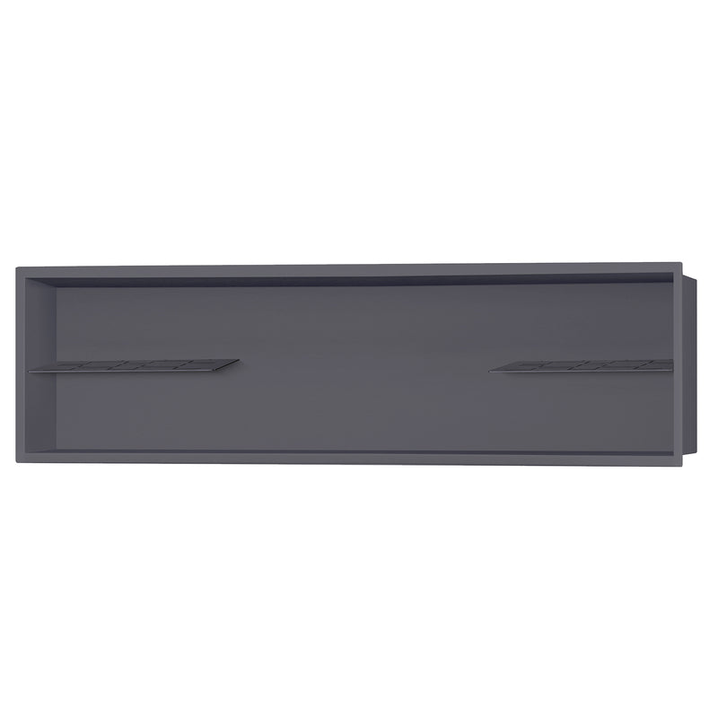 PULSE ShowerSpas NI-12482-GMB 12-in x 48-in Ultra-thin Frame Recessed Stainless Steel Shower Niche with 2-Accessory Shelves in Gun Metal Black