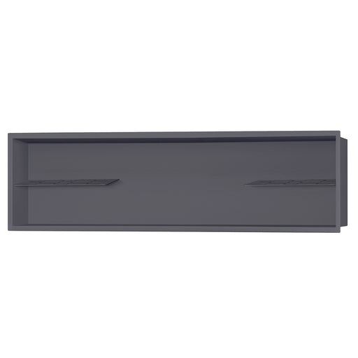 PULSE ShowerSpas NI-12482-GMB 12-in x 48-in Ultra-thin Frame Recessed Stainless Steel Shower Niche with 2-Accessory Shelves in Gun Metal Black