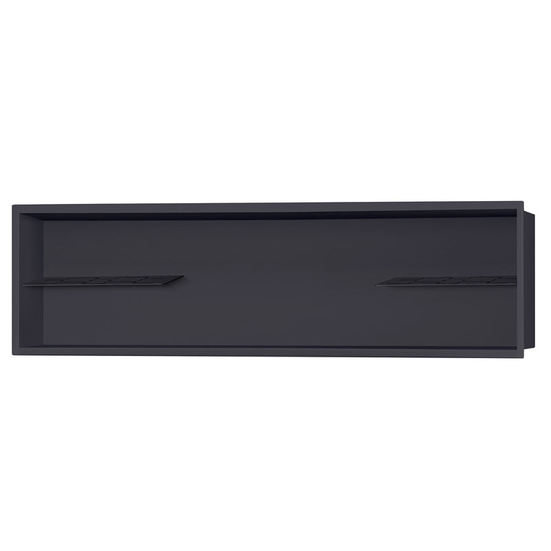 PULSE ShowerSpas NI-12482-MB 12-in x 48-in Ultra-thin Frame Recessed Stainless Steel Shower Niche with 2-Accessory Shelves in Matte Black