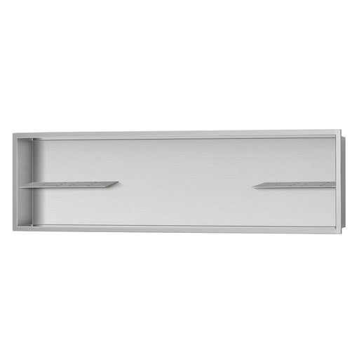 PULSE ShowerSpas NI-12482-SSB 12-in x 48-in Ultra-thin Frame Recessed Stainless Steel Shower Niche with 2-Accessory Shelves in Brushed Stainless Steel