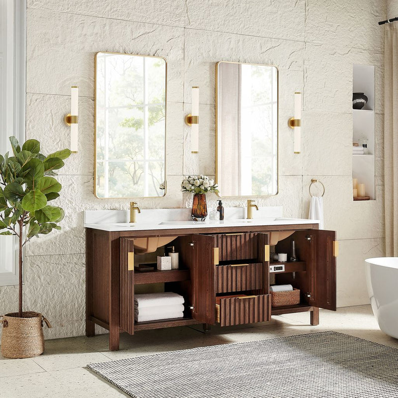 Vinnova 704272-AD-GW Shenzhen 72" Double Sink Bath Vanity in Aged Dark Brown Oak
