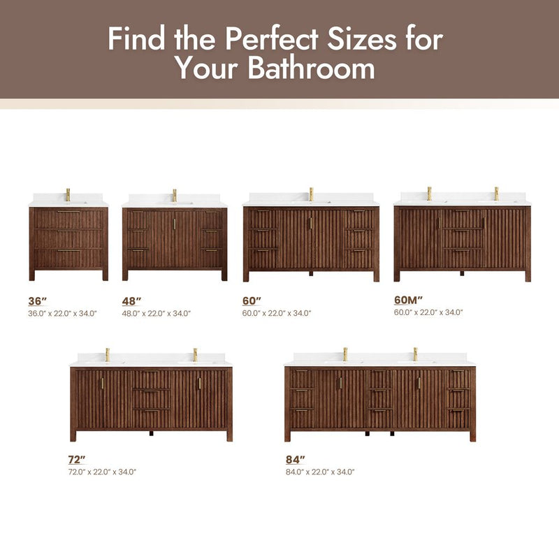 Vinnova 704284-AD-GW Shenzhen 84" Double Sink Bath Vanity in Aged Dark Brown Oak