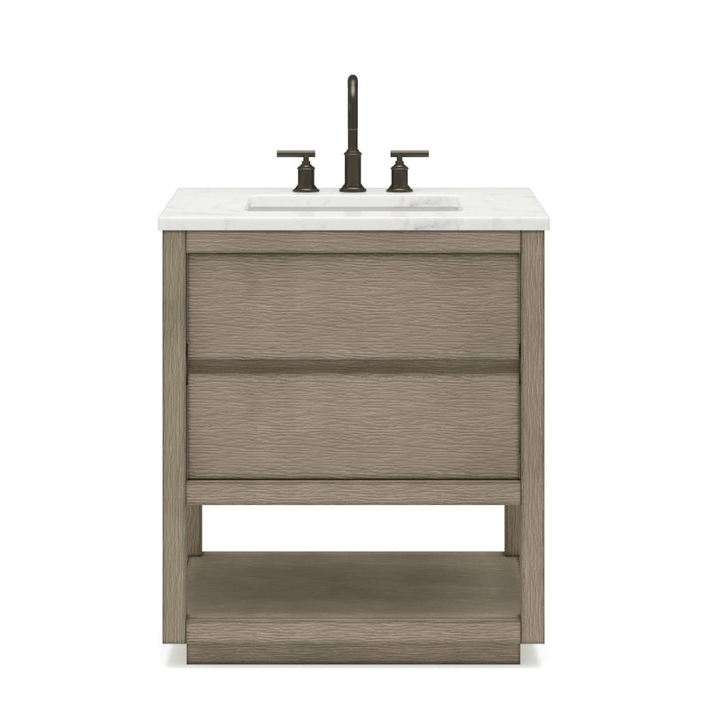 Water Creation OA30CW - Oakman 30 In. Single Sink Pre-Assembled Mid-Century Style Bathroom Vanity With 1" Carrara White Marble Top