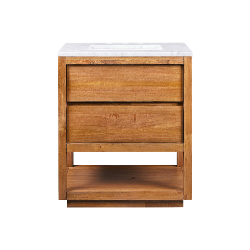 Water Creation OA30CW - Oakman 30 In. Single Sink Pre-Assembled Mid-Century Style Bathroom Vanity With 1" Carrara White Marble Top