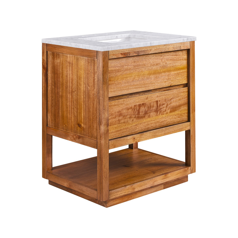 Water Creation OA30CW - Oakman 30 In. Single Sink Pre-Assembled Mid-Century Style Bathroom Vanity With 1" Carrara White Marble Top