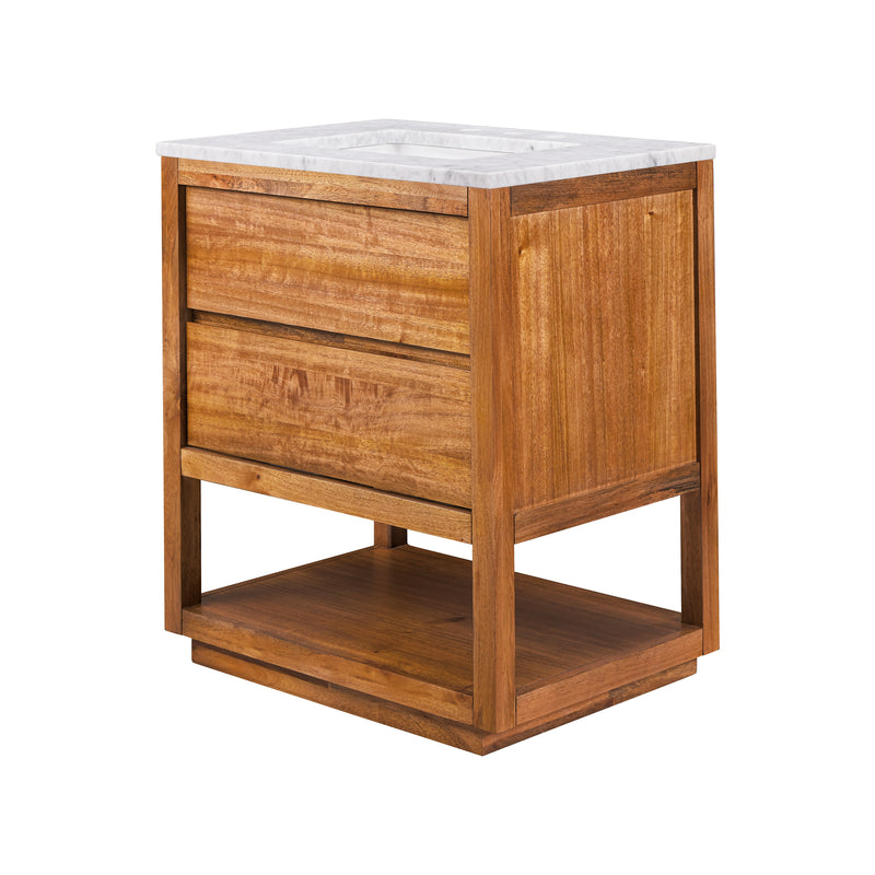 Water Creation OA30CW - Oakman 30 In. Single Sink Pre-Assembled Mid-Century Style Bathroom Vanity With 1" Carrara White Marble Top