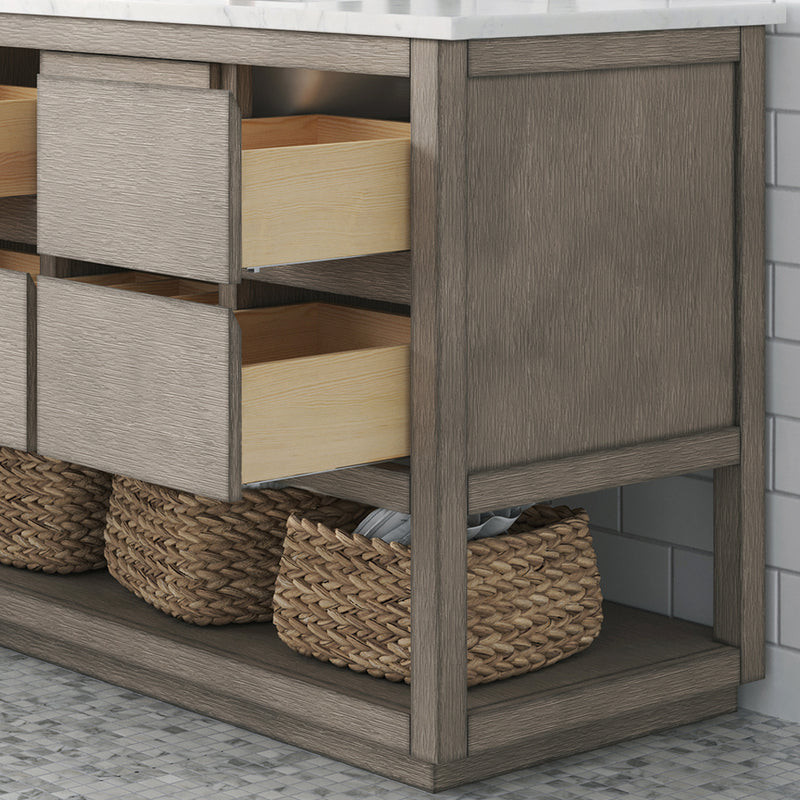 Water Creation OA48CW - Oakman 48 In. Single Sink Pre-Assembled Mid-Century Style Bathroom Vanity With 1" Carrara White Marble Top