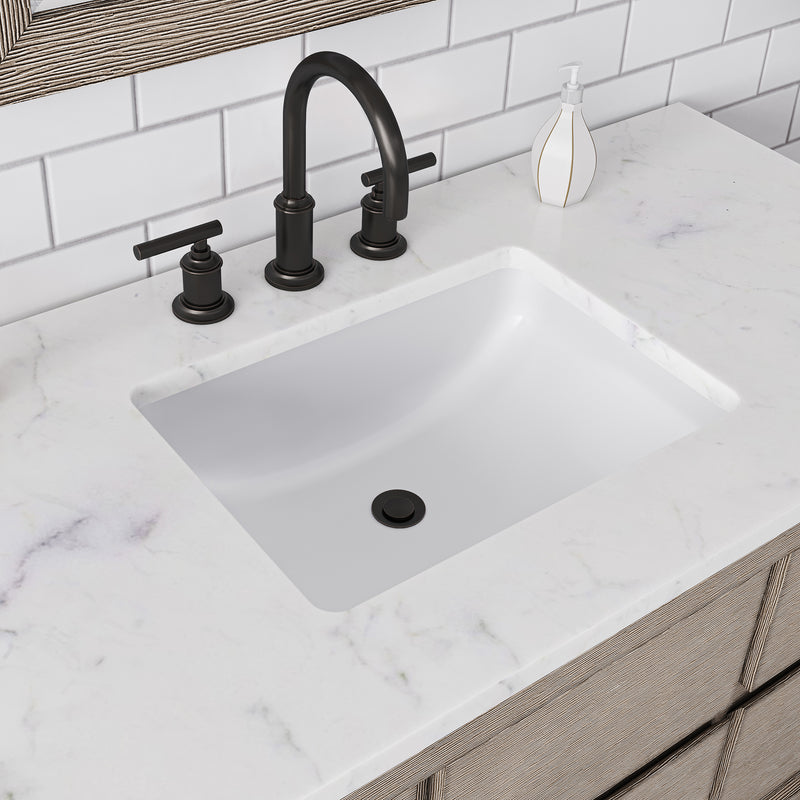 Water Creation OA72CW - Oakman 72 In. Double Sink Pre-Assembled Mid-Century Style Bathroom Vanity With 1" Carrara White Marble Top