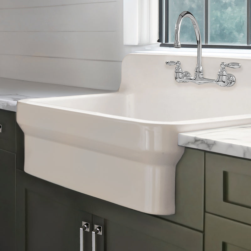 Whitehaus OFCH2230-BISCUIT Old Fashioned Country 30-3/8" Fireclay Above Mount Utility Sink - Biscuit