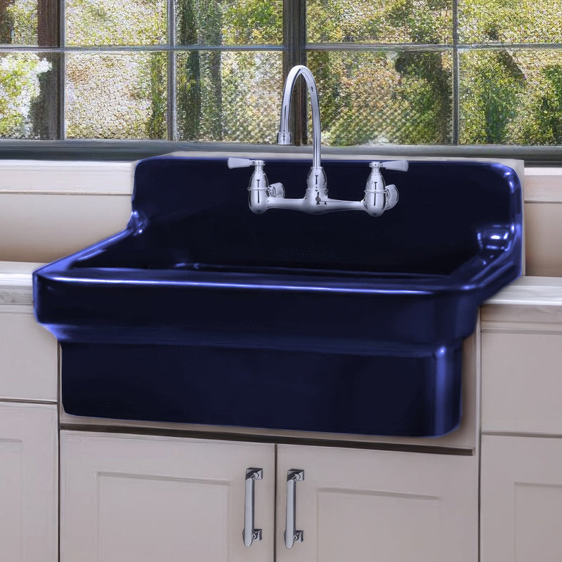Whitehaus OFCH2230-BLUE Old Fashioned Country 30-3/8" Fireclay Above Mount Utility Sink - Sapphire Blue