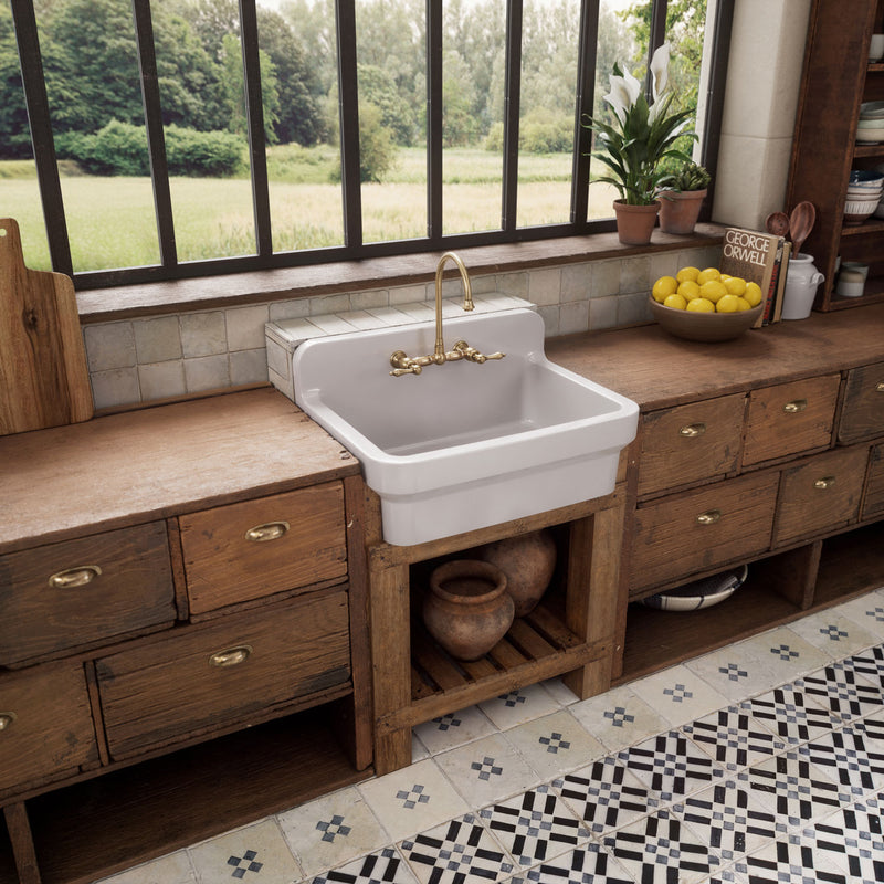 Whitehaus OFCH2230-WHITE Old Fashioned Country 30-3/8" Fireclay Above Mount Utility Sink - White